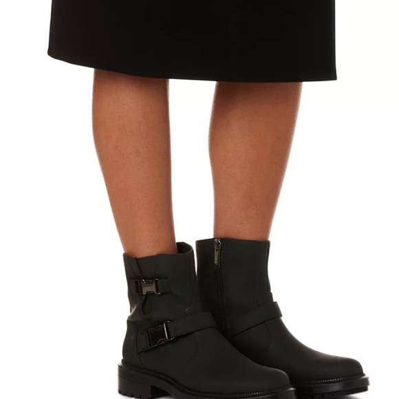 Aquatalia Women's Lillie Weatherproof Matte Leather Moto Booties - Size 8 - Picture 2 of 12